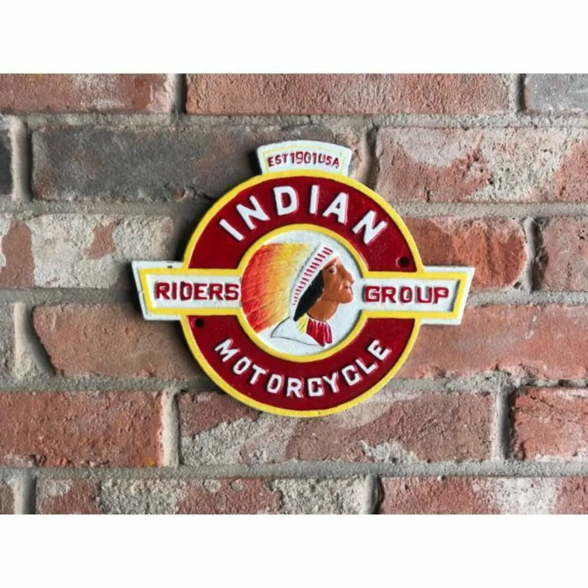Indian Motorcycle – Round – Cast Iron – HS197