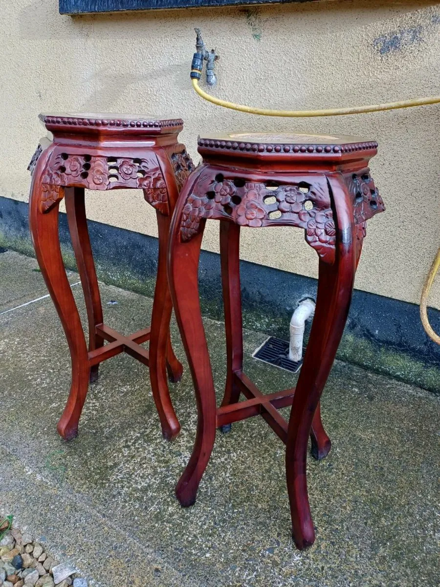 Vintage Chinese Rosewood Pedestal Stands - Image 1
