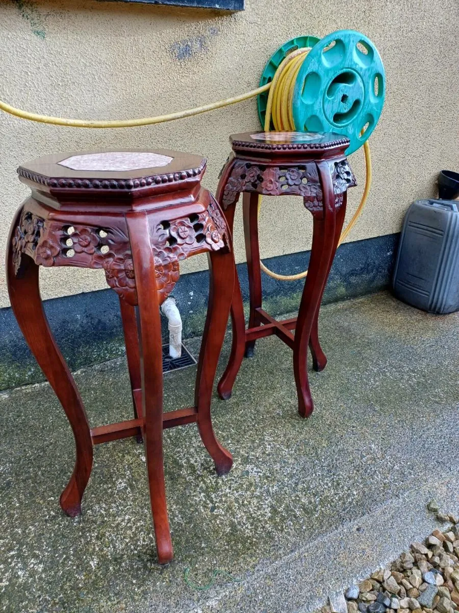 Vintage Chinese Rosewood Pedestal Stands - Image 2