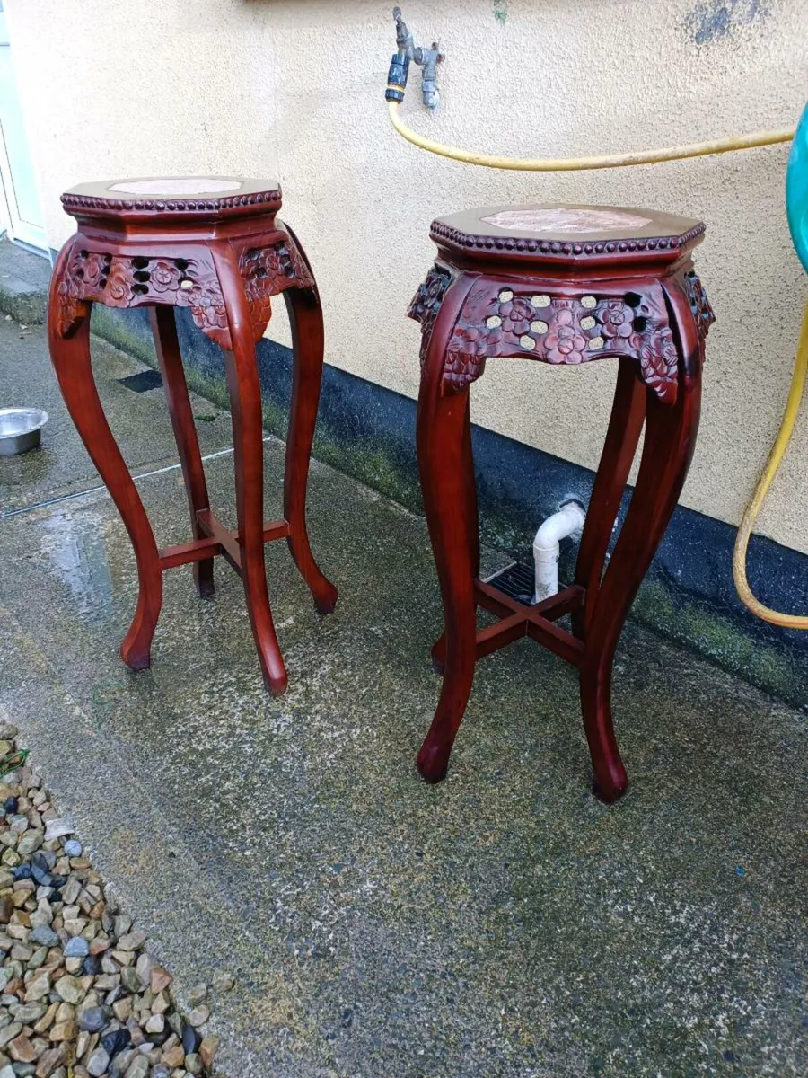 Vintage Chinese Rosewood Pedestal Stands - Image 3