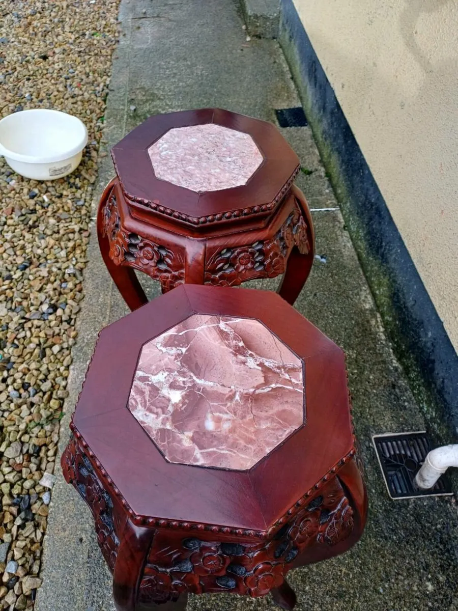 Vintage Chinese Rosewood Pedestal Stands - Image 4