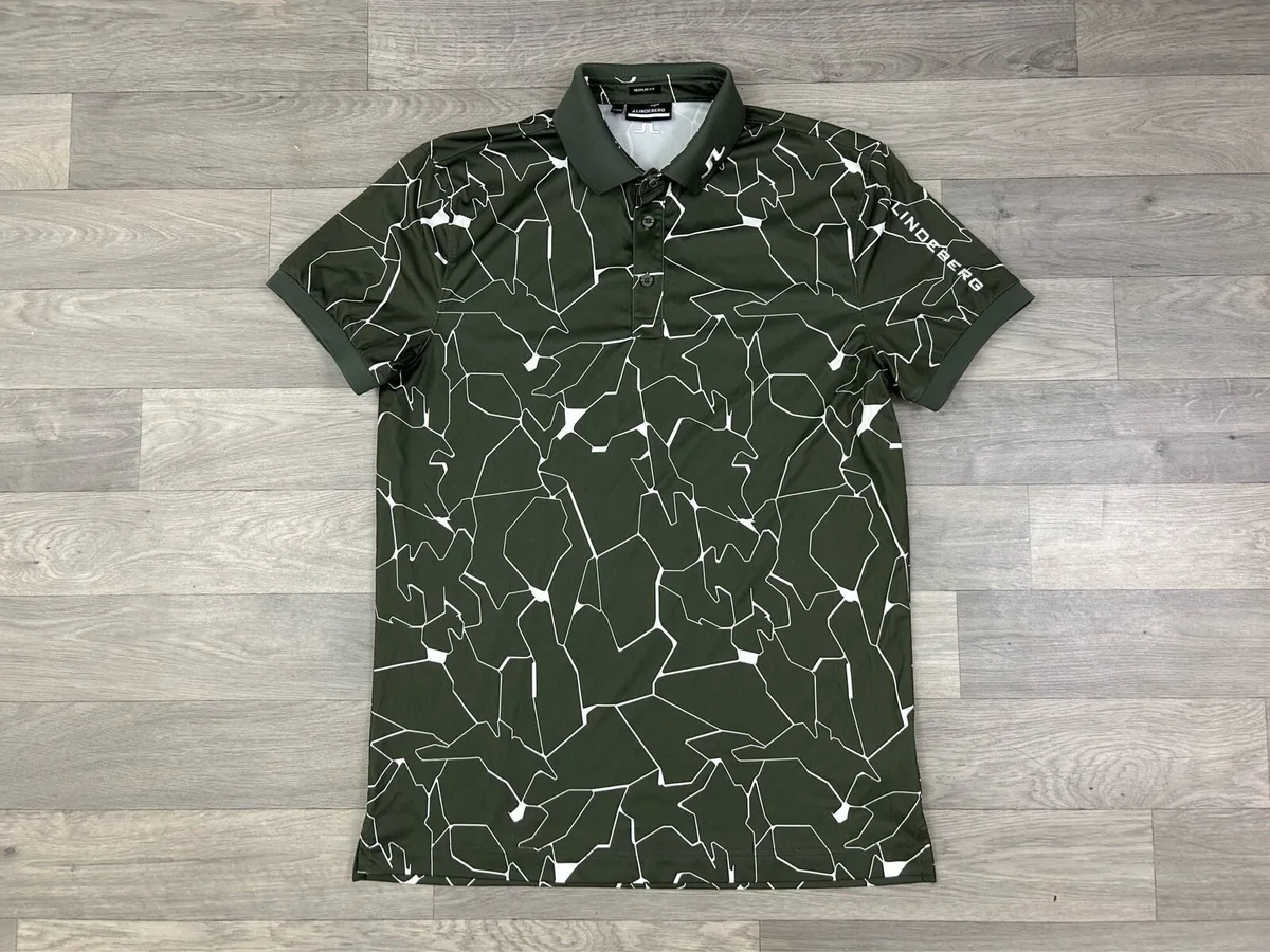 J.Lindeberg Patterned Golf Polo Shirt Mens M - Image 1