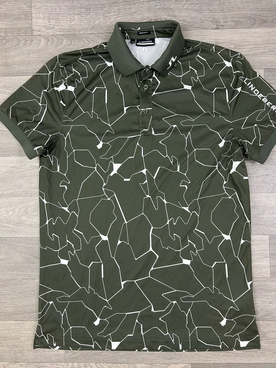 J.Lindeberg Patterned Golf Polo Shirt Mens M - Image 2
