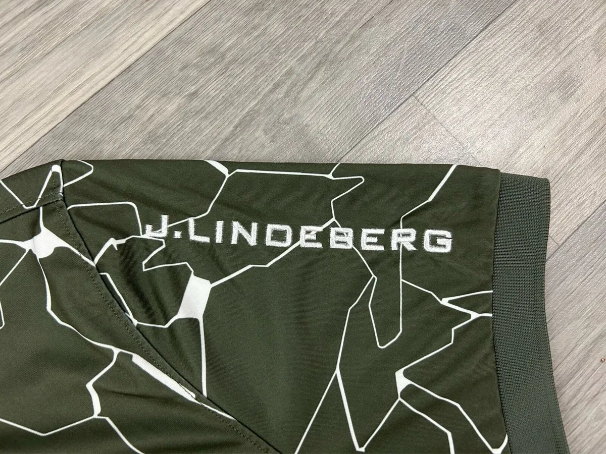 J.Lindeberg Patterned Golf Polo Shirt Mens M - Image 3