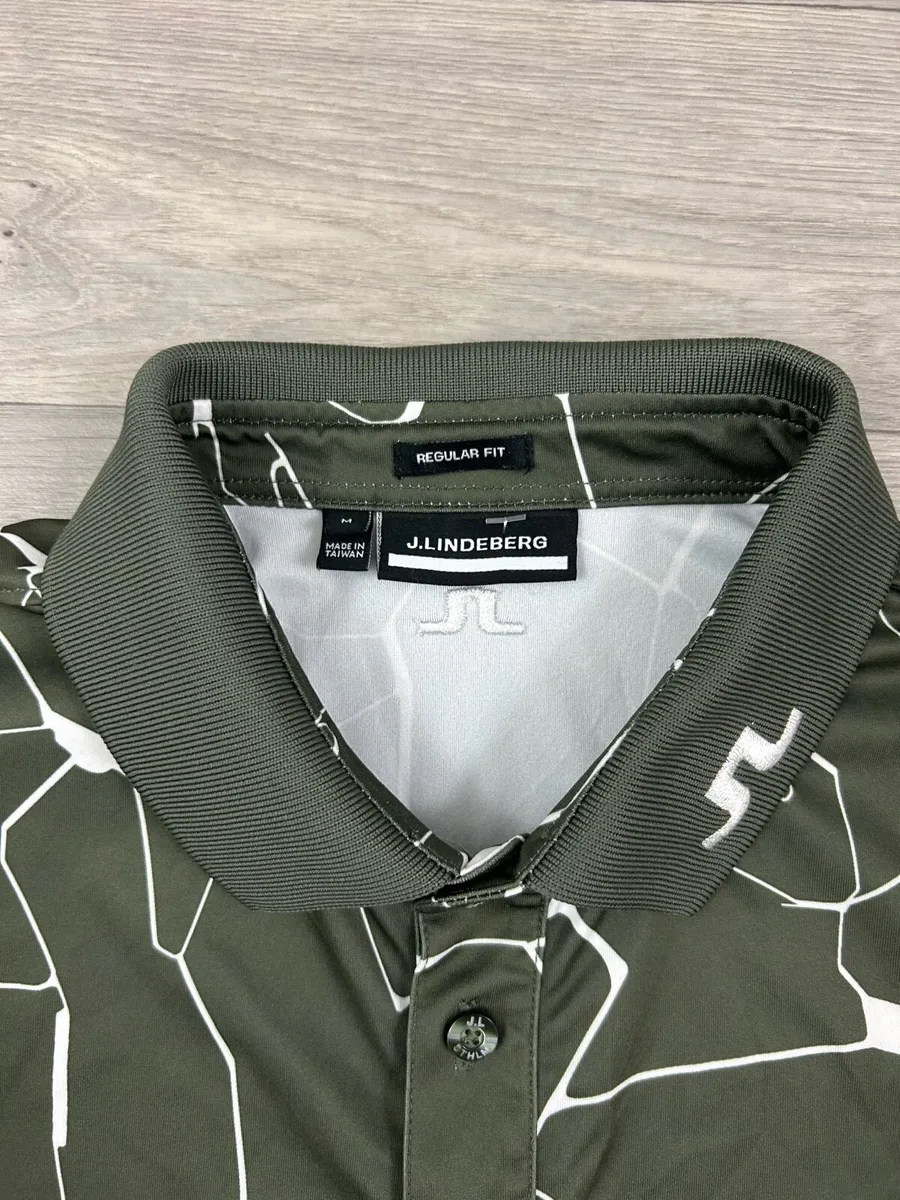 J.Lindeberg Patterned Golf Polo Shirt Mens M - Image 4
