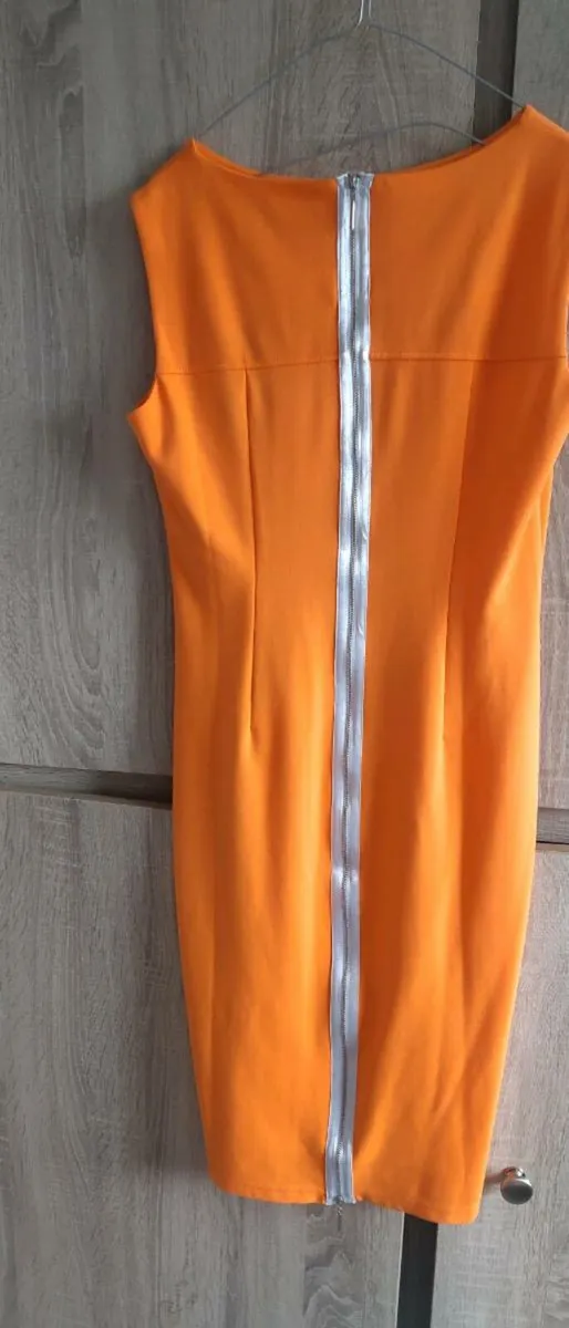 quality orange Eva longoria style dress size sm - Image 2