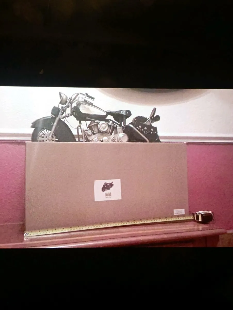 VINTAGE BLACK & CREAM STEEL MOTORCYCLE  MODLE - Image 1