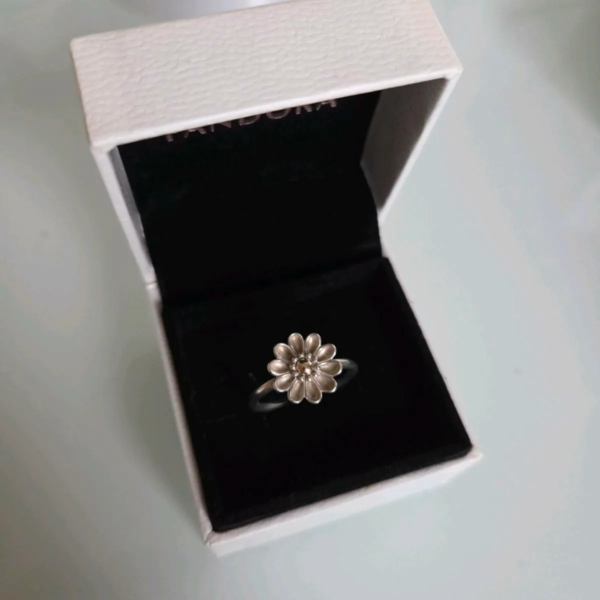 Pandora flower ring two tone gold perfect conditio - Image 2