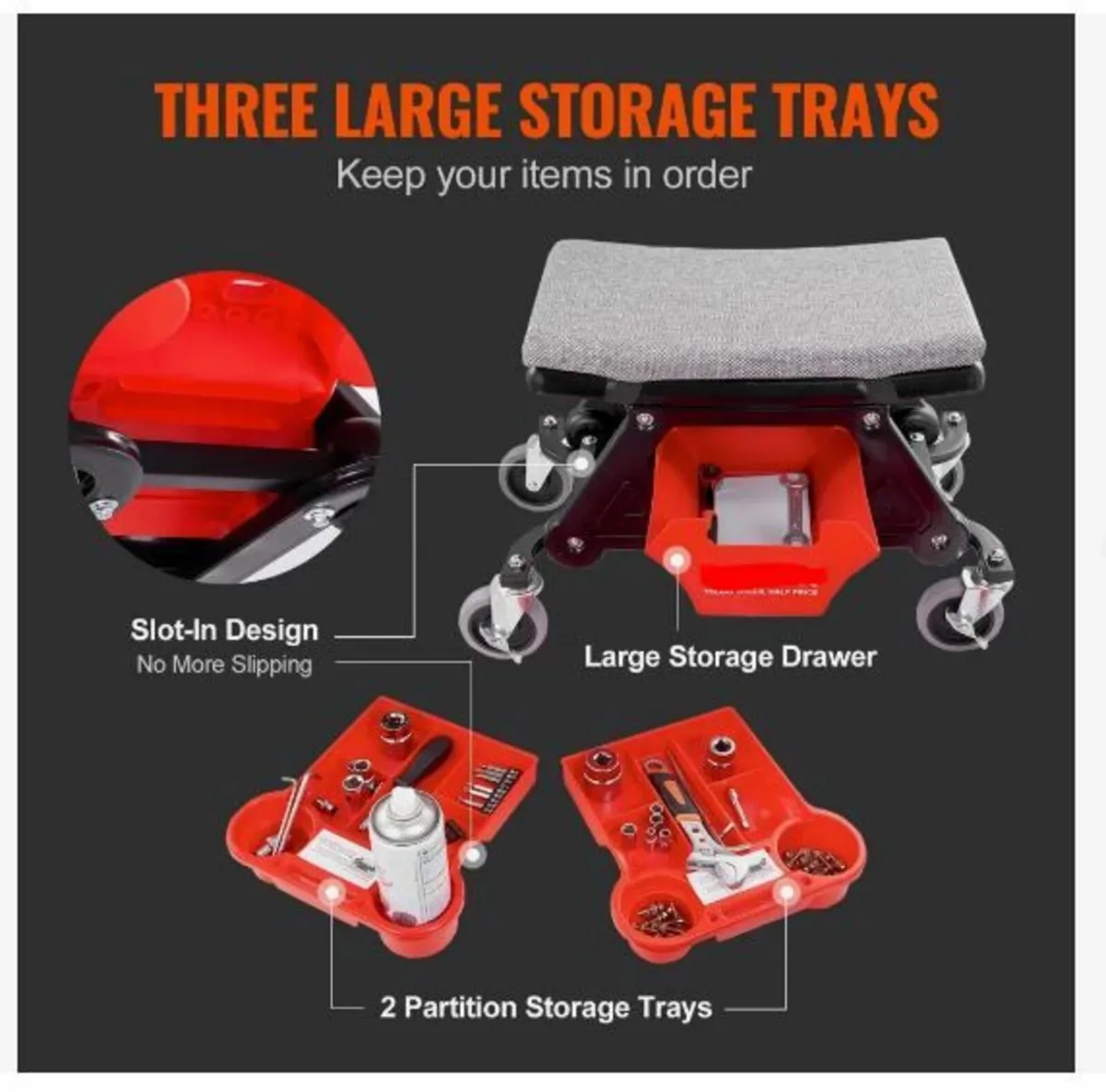 Mechanics Stool, 136.1kg Capacity - Image 2