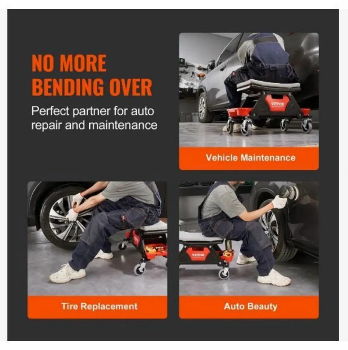 Mechanics Stool, 136.1kg Capacity - Image 4