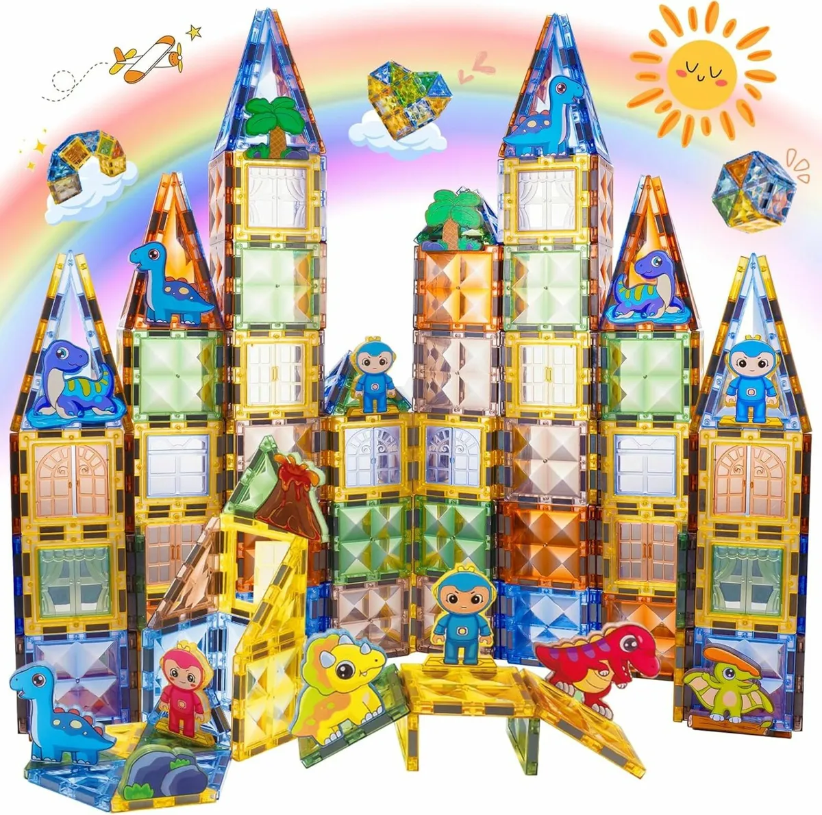 60 PCS Magnetic Tiles for Kids, 3D Magnetic Blocks - Image 1