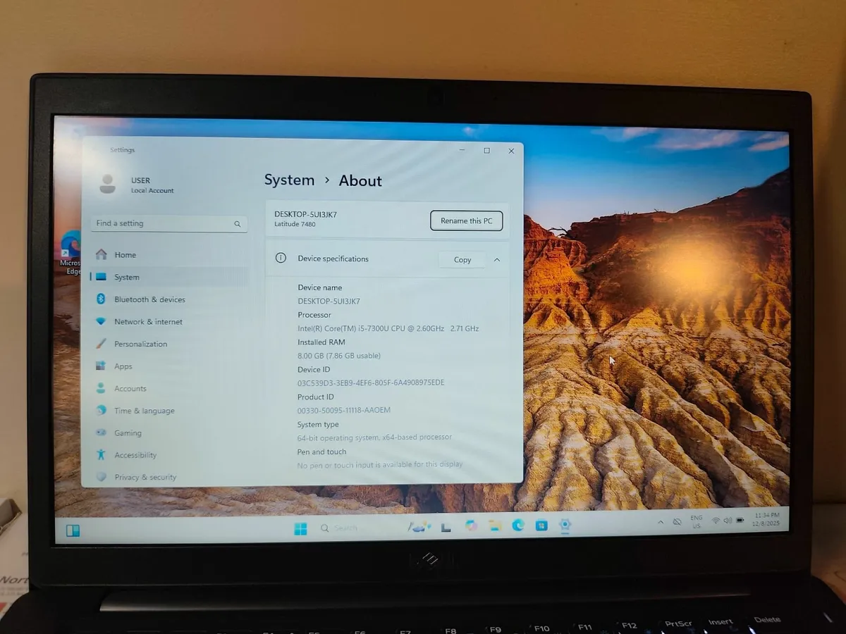Dell Latitude 7480 i5 7th gen 8/256GB SSD Laptop - Image 3