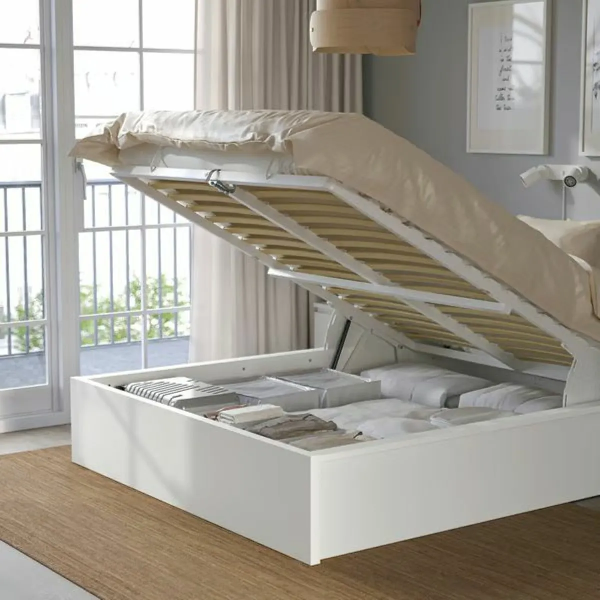 Storage Double Bed (Ikea MALM Ottoman) - Image 2