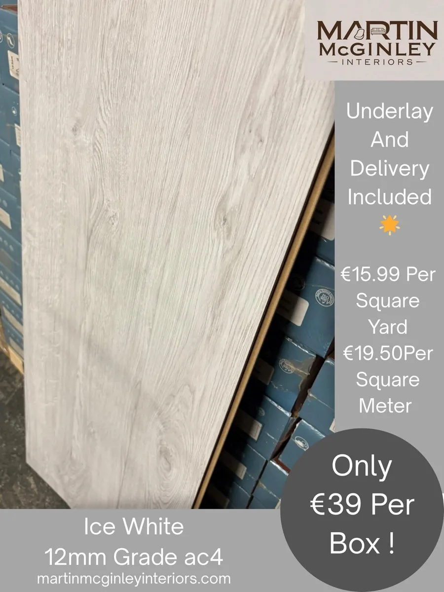 High Gloss Laminated Flooring 12mm Ice White - Image 3