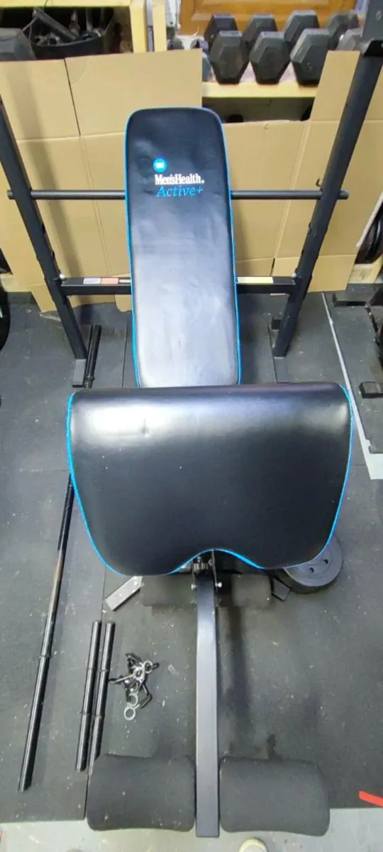 Weights bench 50kg dumbbells & barbell - Image 1