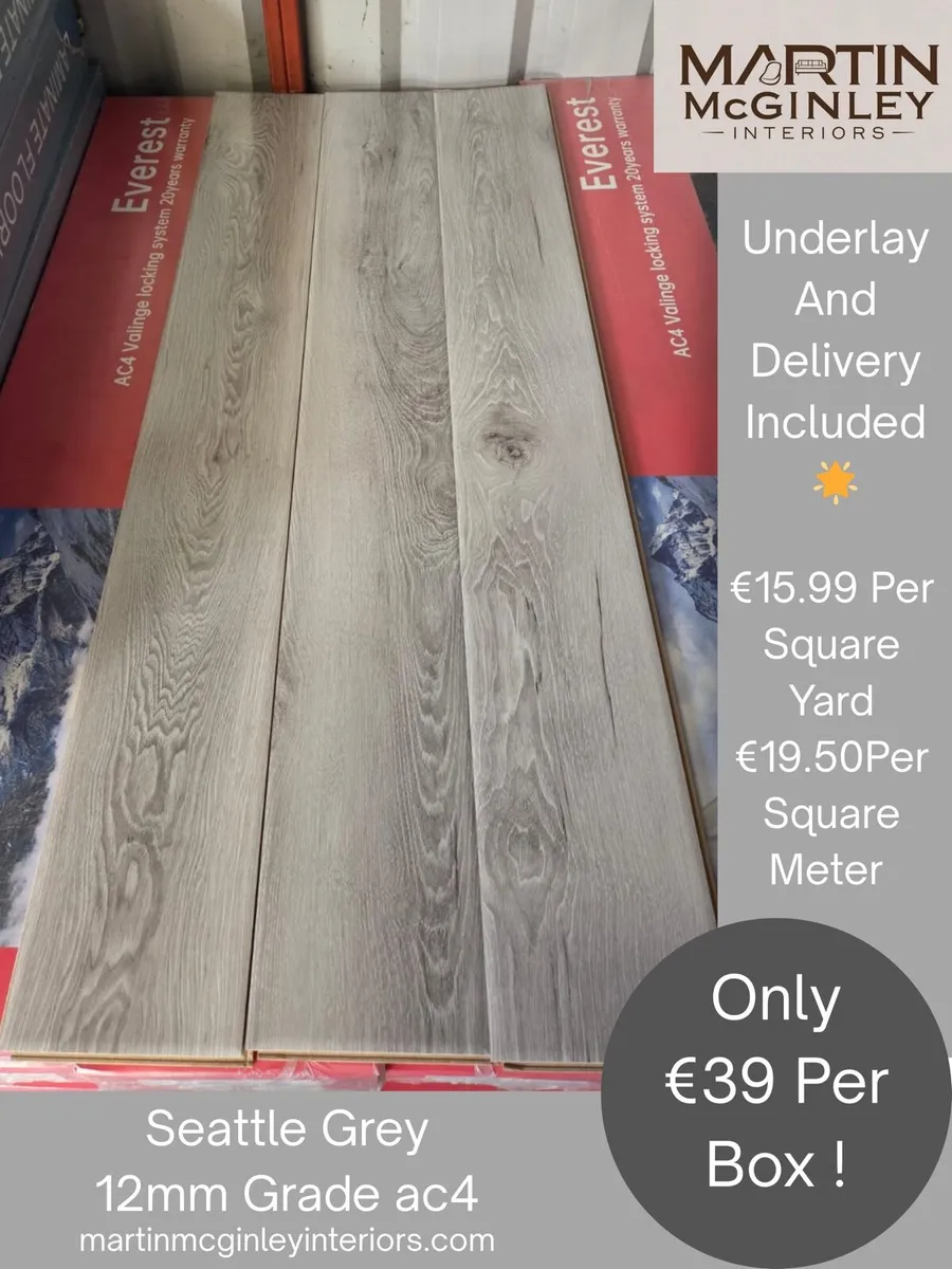 12mm Ac4 Seattle Grey High Gloss Flooring - Image 4