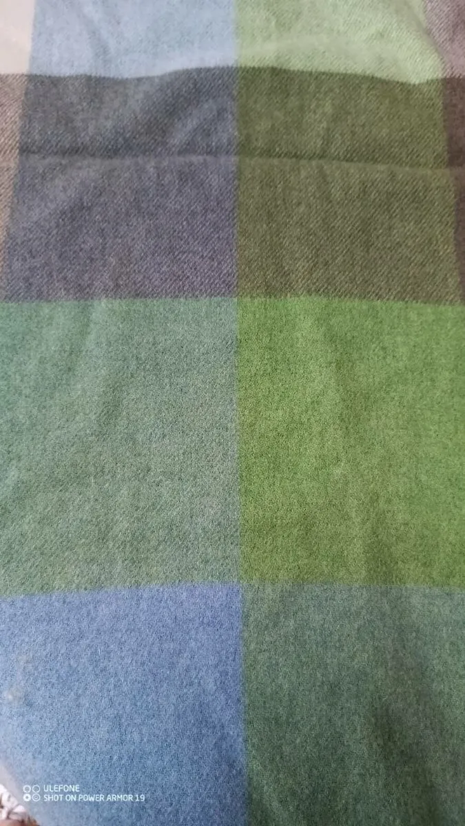 Lambswool Throw Cream Baby Blue and Green Block - Image 4
