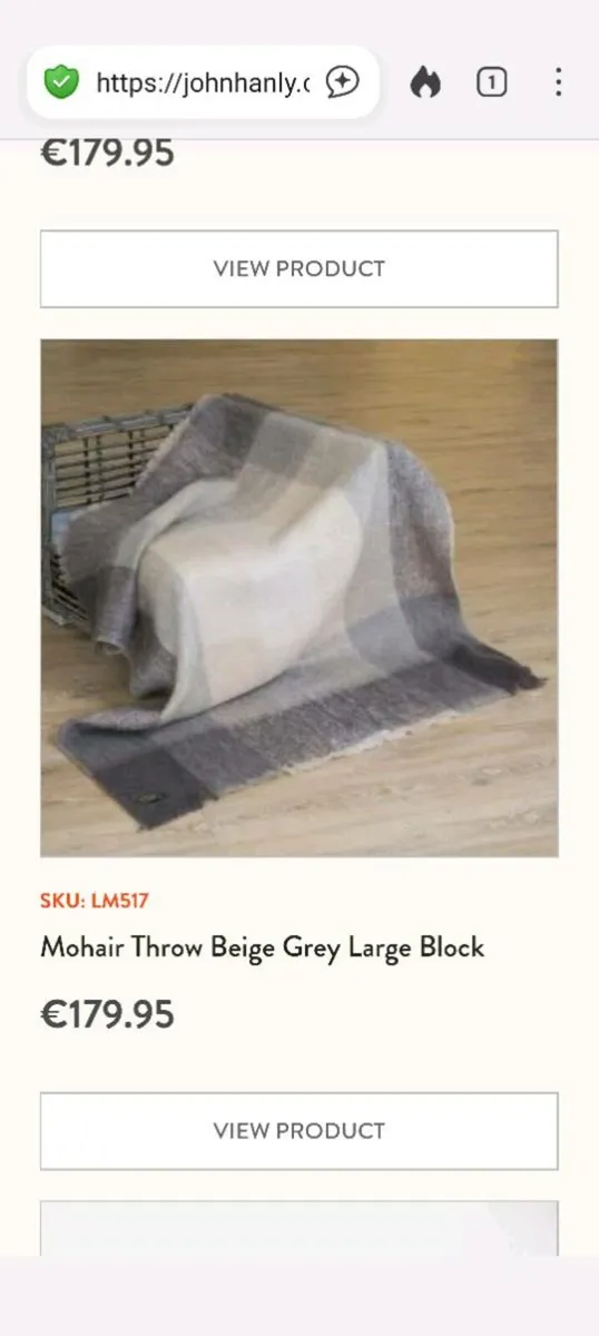 Mohair Throw Beige Grey Large Block - Image 1