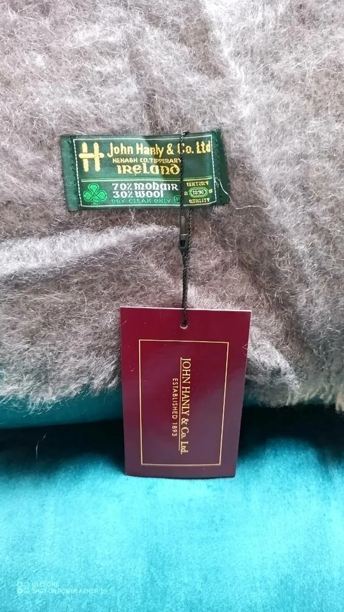 Mohair Throw Beige Grey Large Block - Image 2