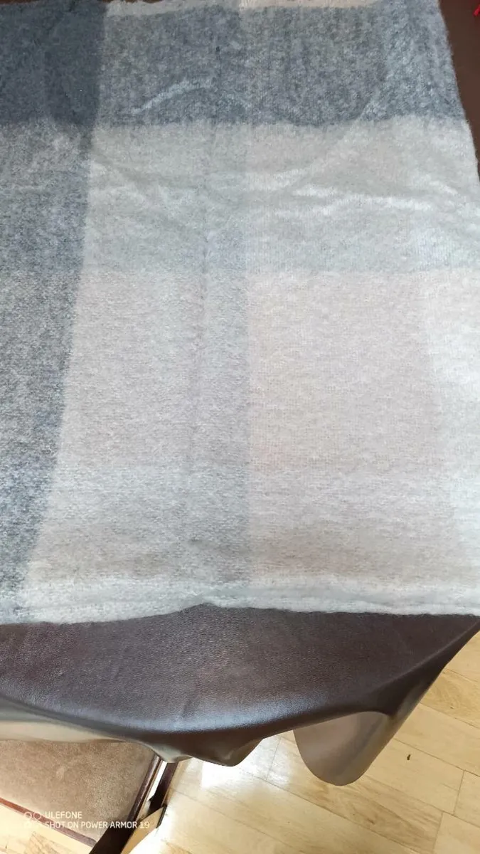Mohair Throw Beige Grey Large Block - Image 3