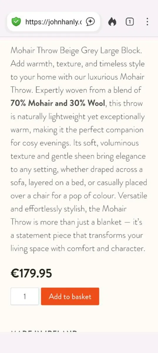 Mohair Throw Beige Grey Large Block - Image 4