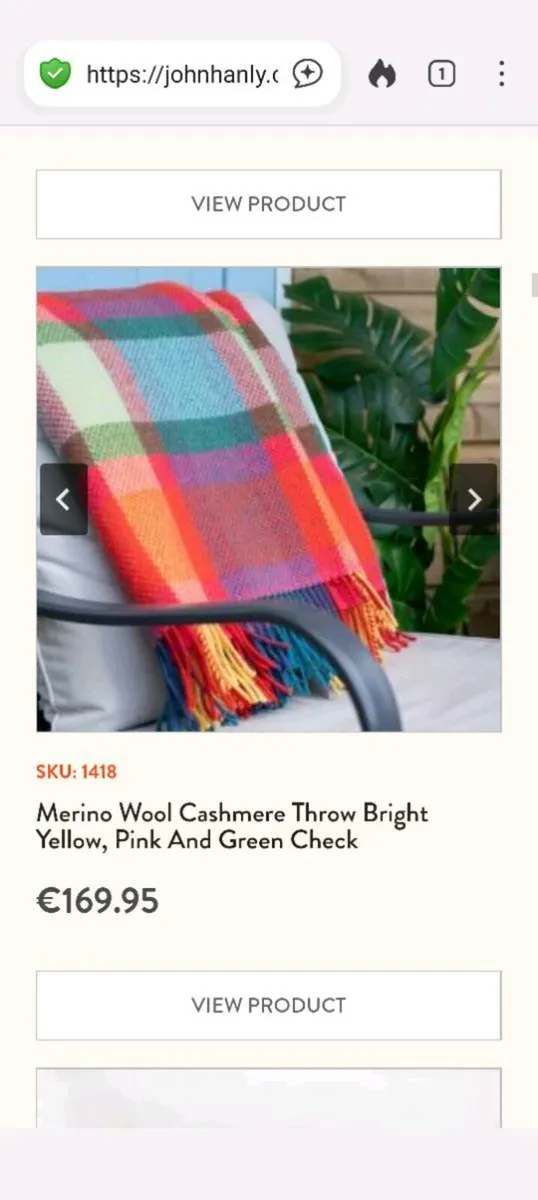 Cashmere Throw Bright Yellow, Pink and Green Check - Image 1