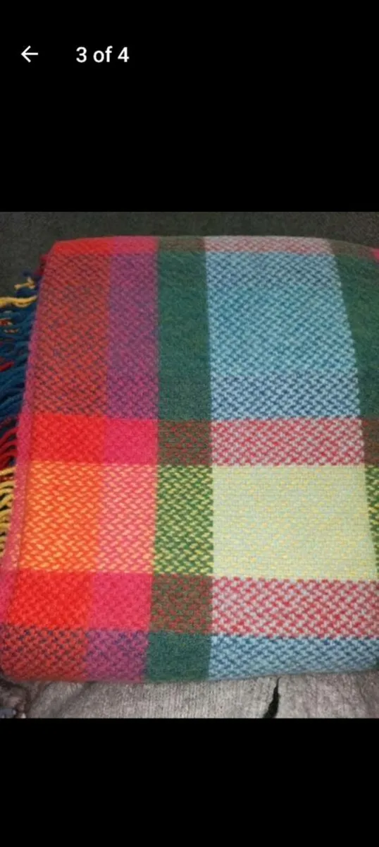 Cashmere Throw Bright Yellow, Pink and Green Check - Image 3
