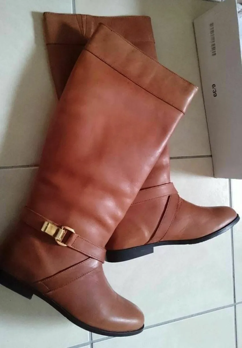 New brown leather boots size 6 (39) - Image 1