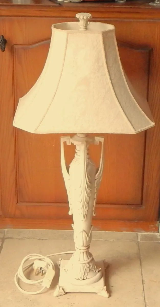 Large Table Lamp with Fabric Shade - Image 1