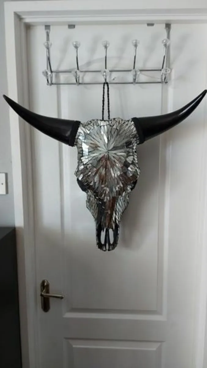 Mirror Insert Black Bull Skull - Image 1