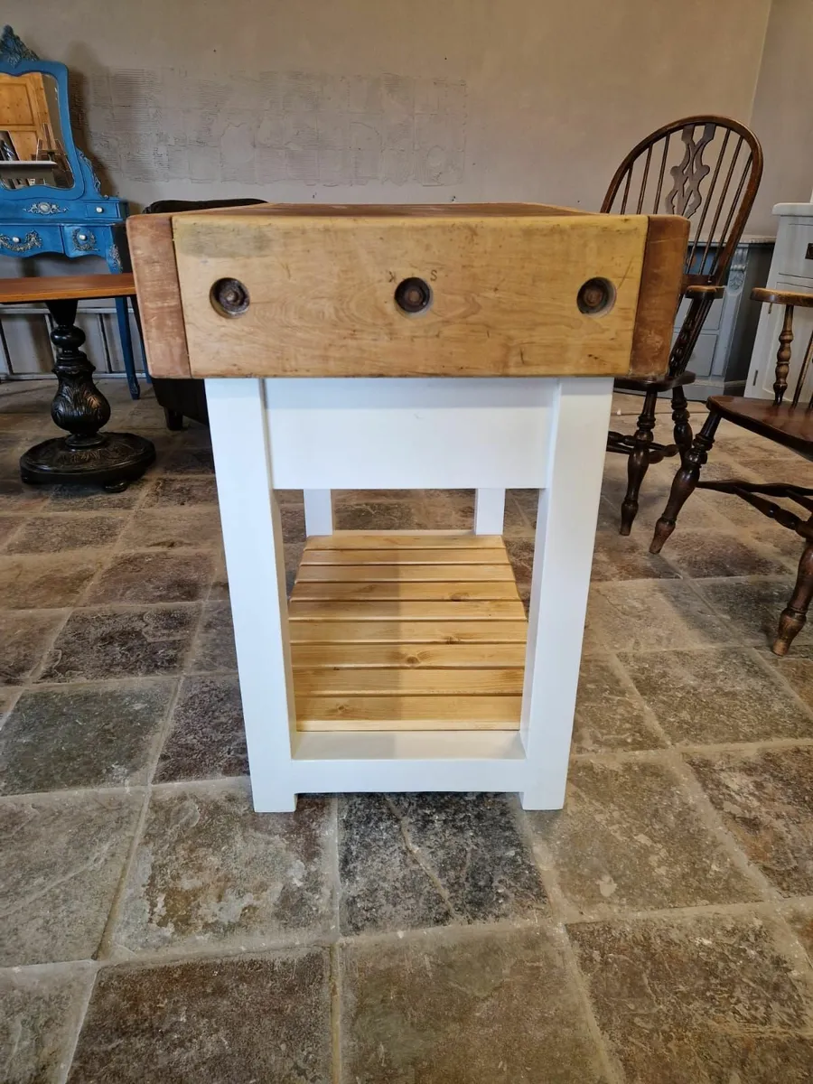 Vintage maple butcher block bespoke pine base - Image 4