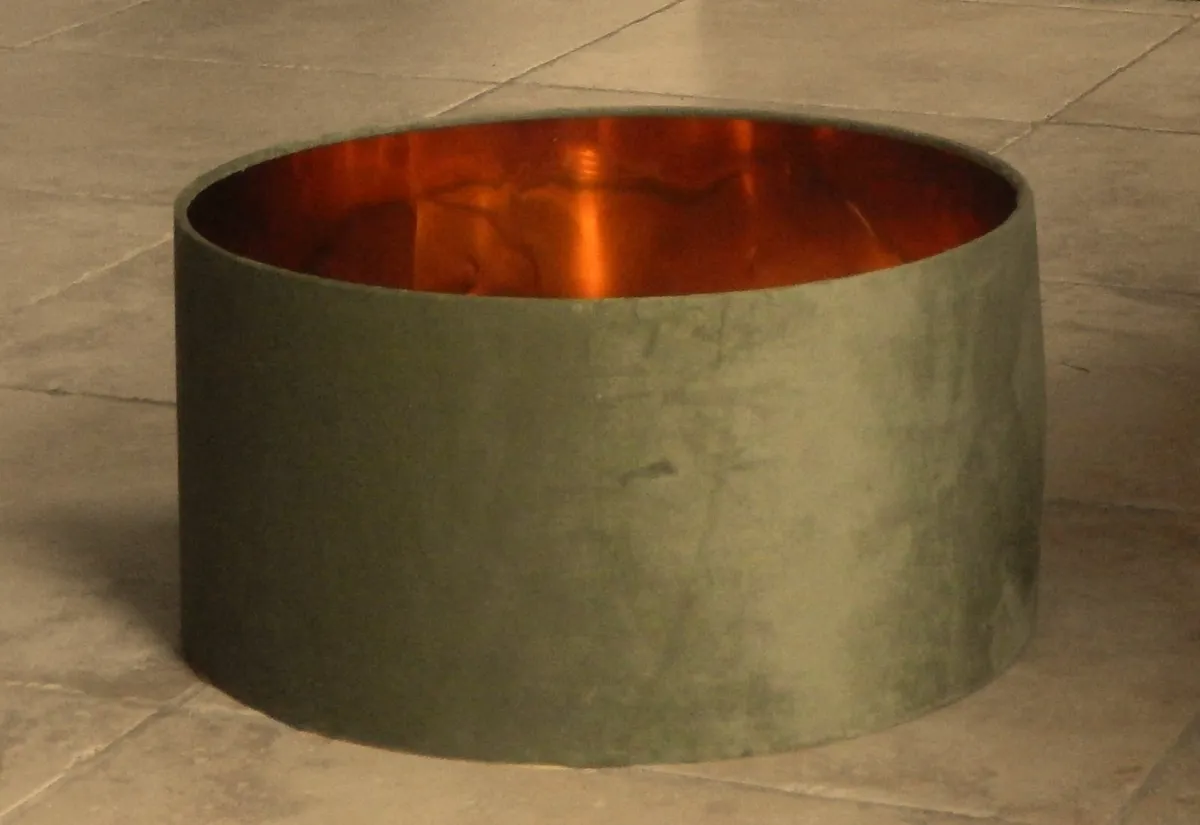 Large Velvet Fabric Cylinder Lampshade - Image 1