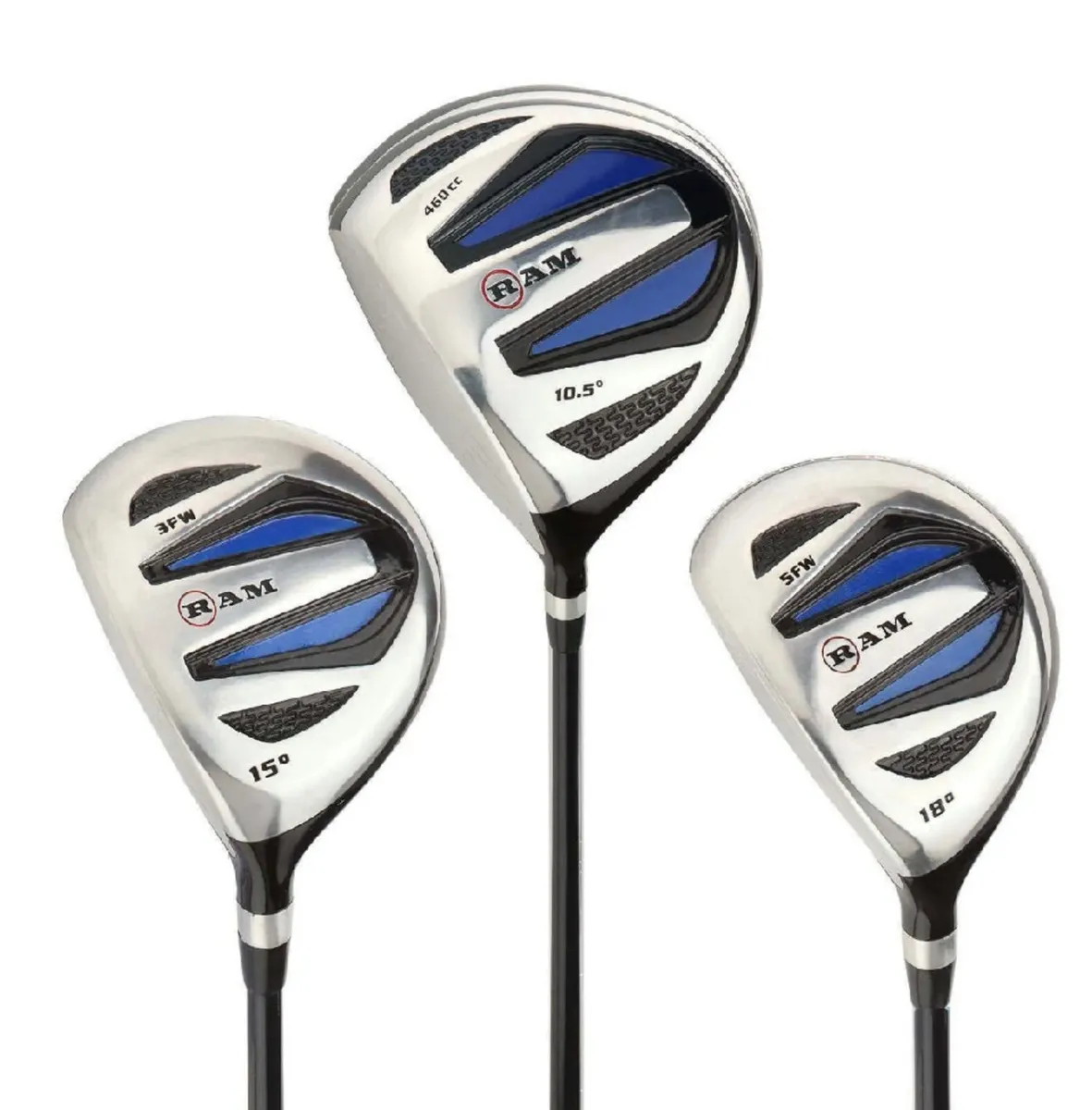 3 x Left Handed Ram Ez3 Woods Men’s Golf Clubs NEW - Image 1
