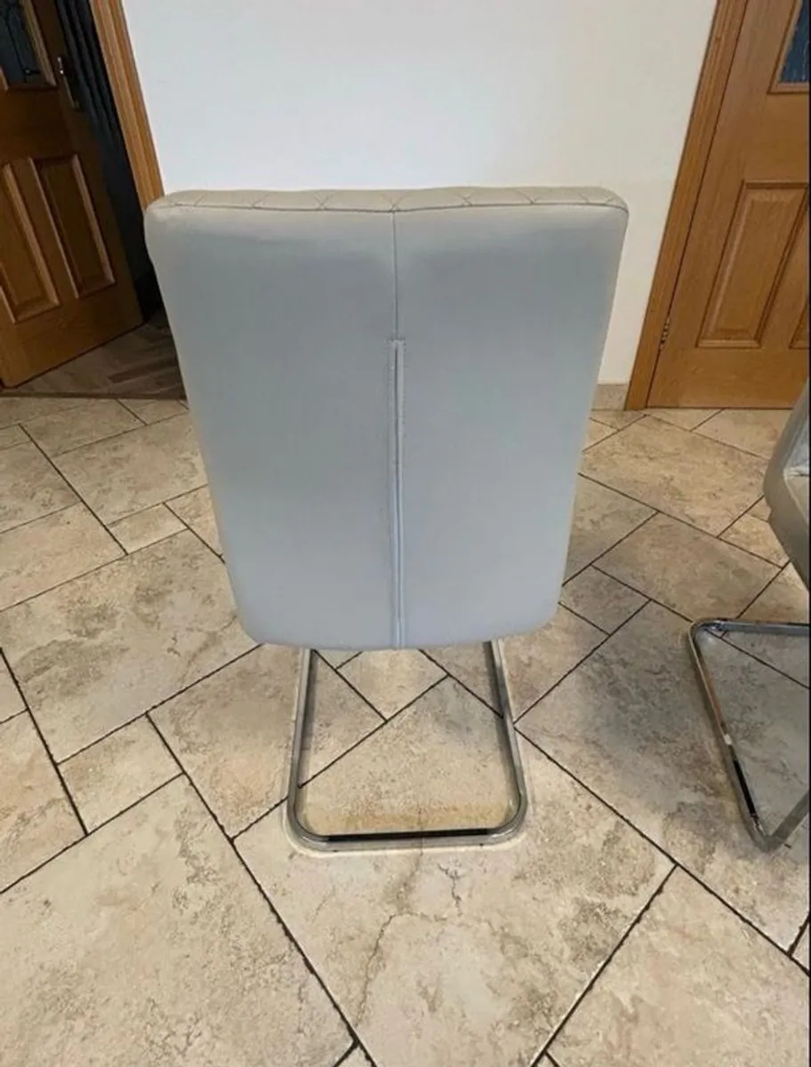 6 x Cream Faux-Leather Dining Chairs Lattice Design - Image 2