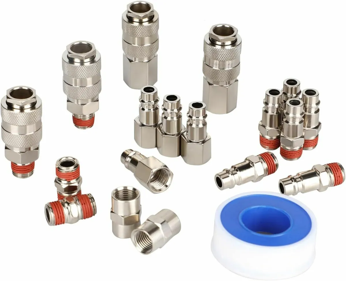 19pcs 1/4" Bsp Air Line Connectors Euro Style Hose
