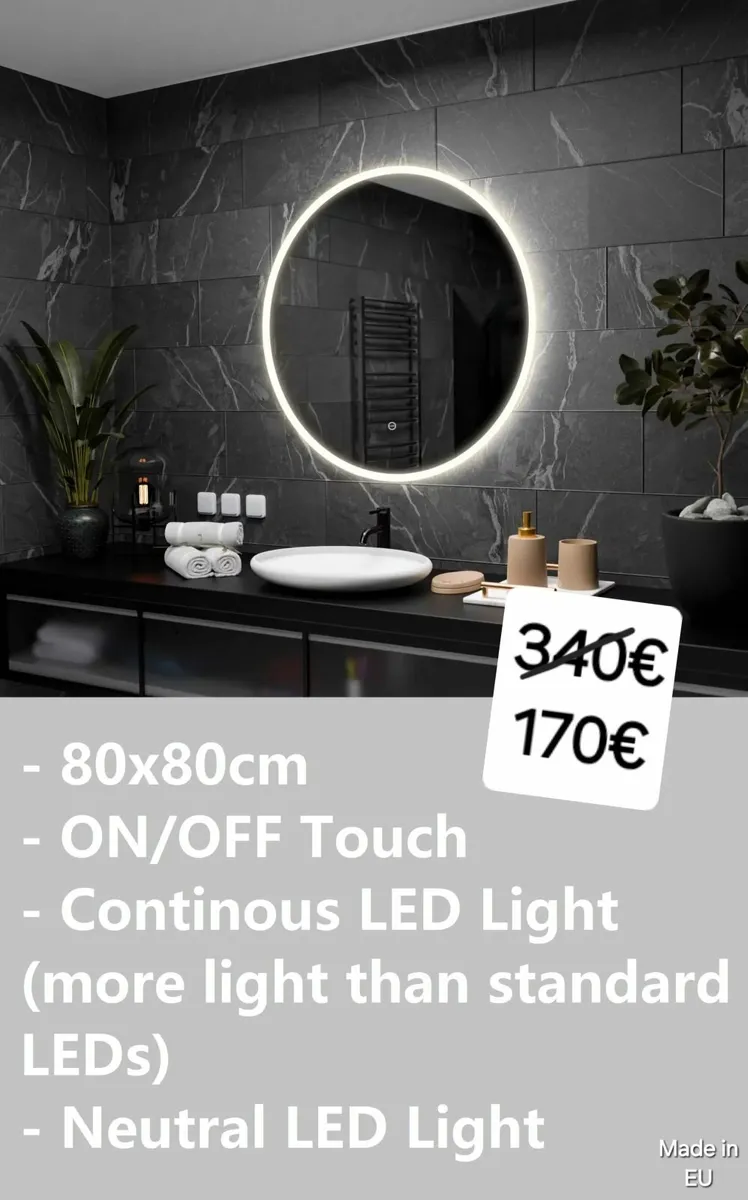 LED Bathroom Mirror 80x80cm - Image 1