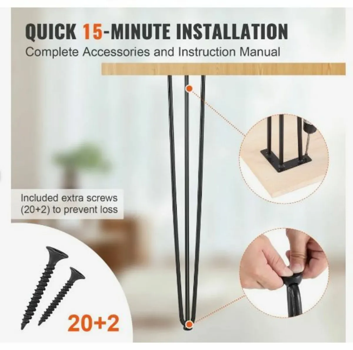 Hairpin Table Legs 0.7M, Set of 4 Desk Legs - Image 2