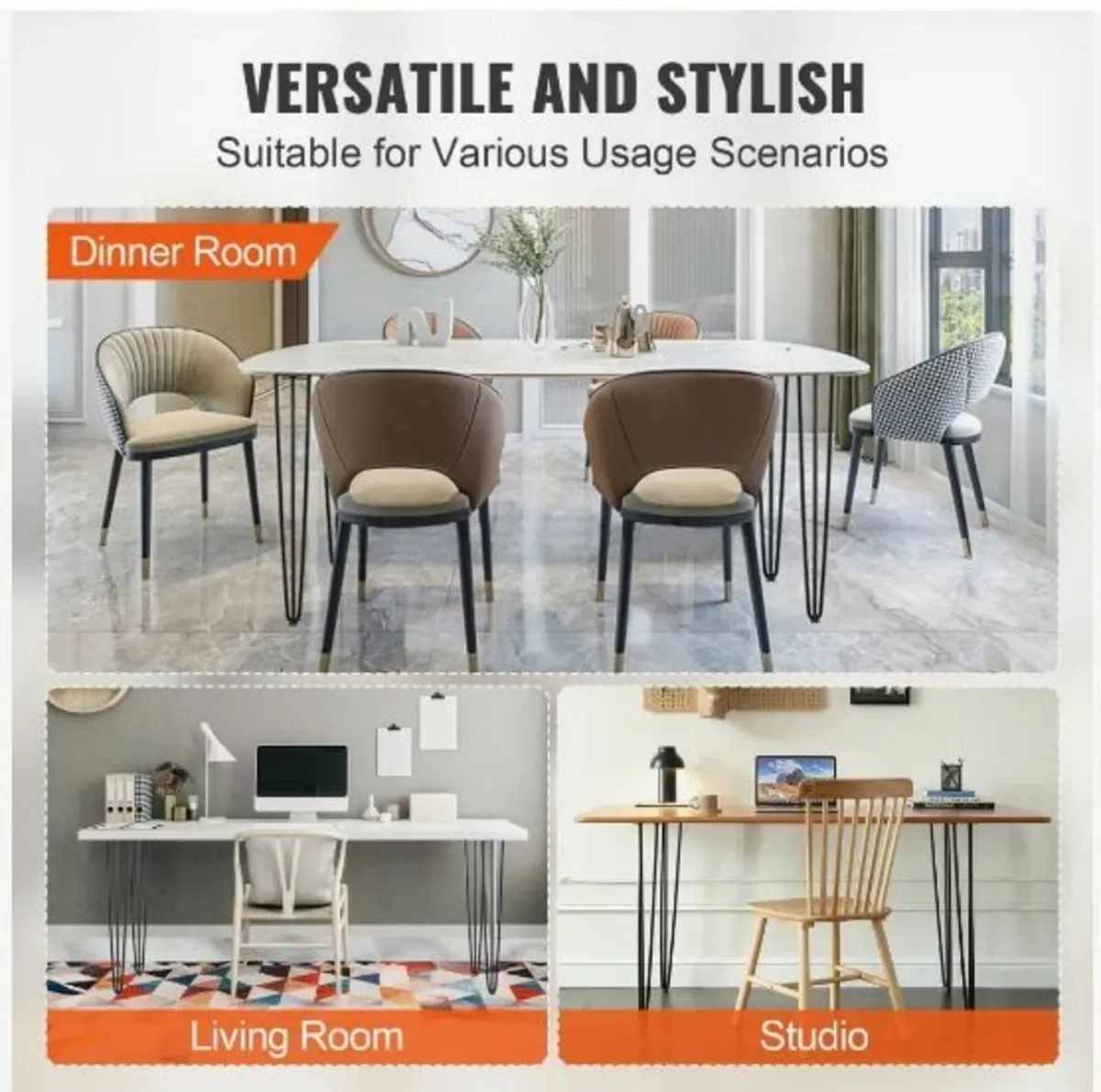 Hairpin Table Legs 0.7M, Set of 4 Desk Legs - Image 4