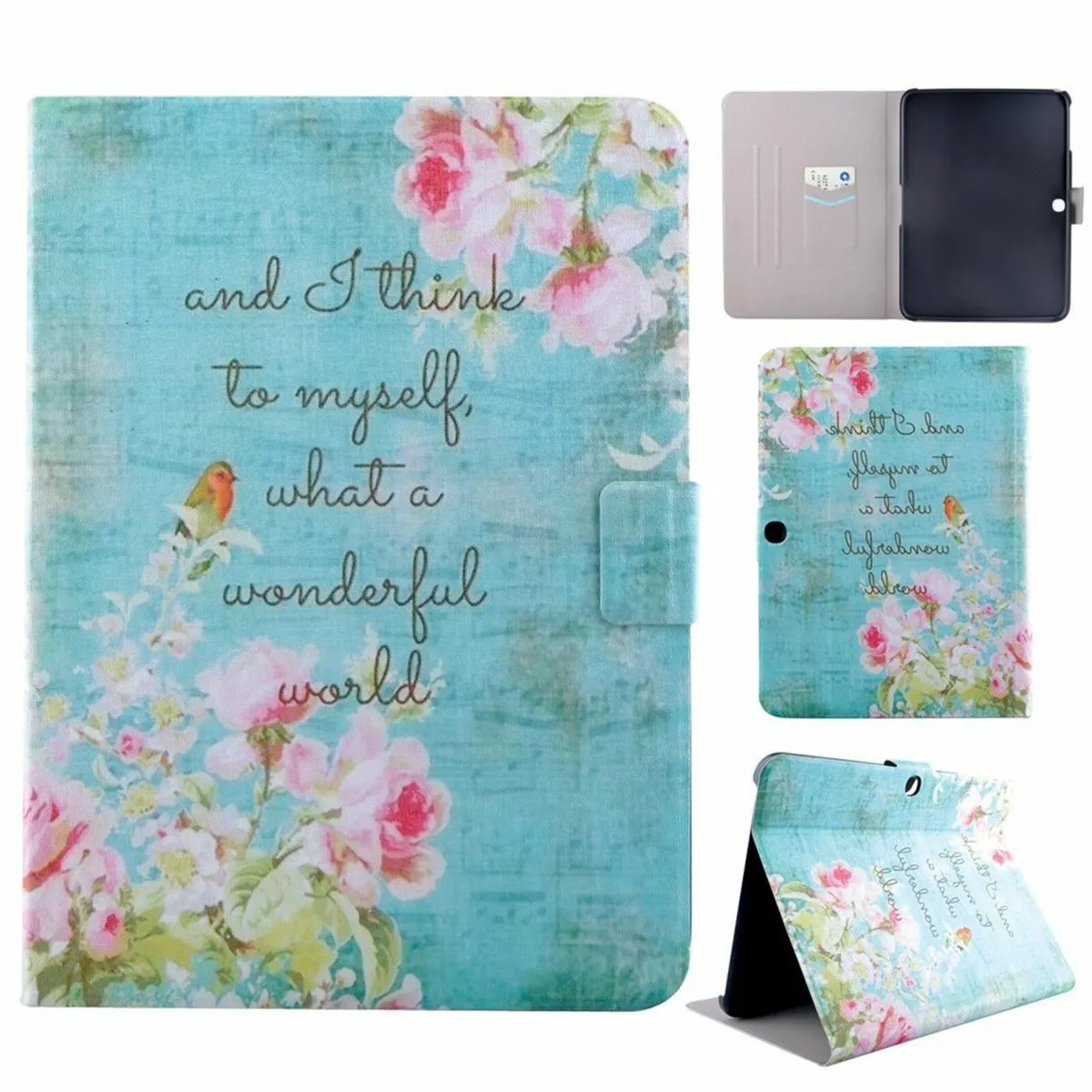 Card Slot Patterned Leather Case Folio Stand Cover