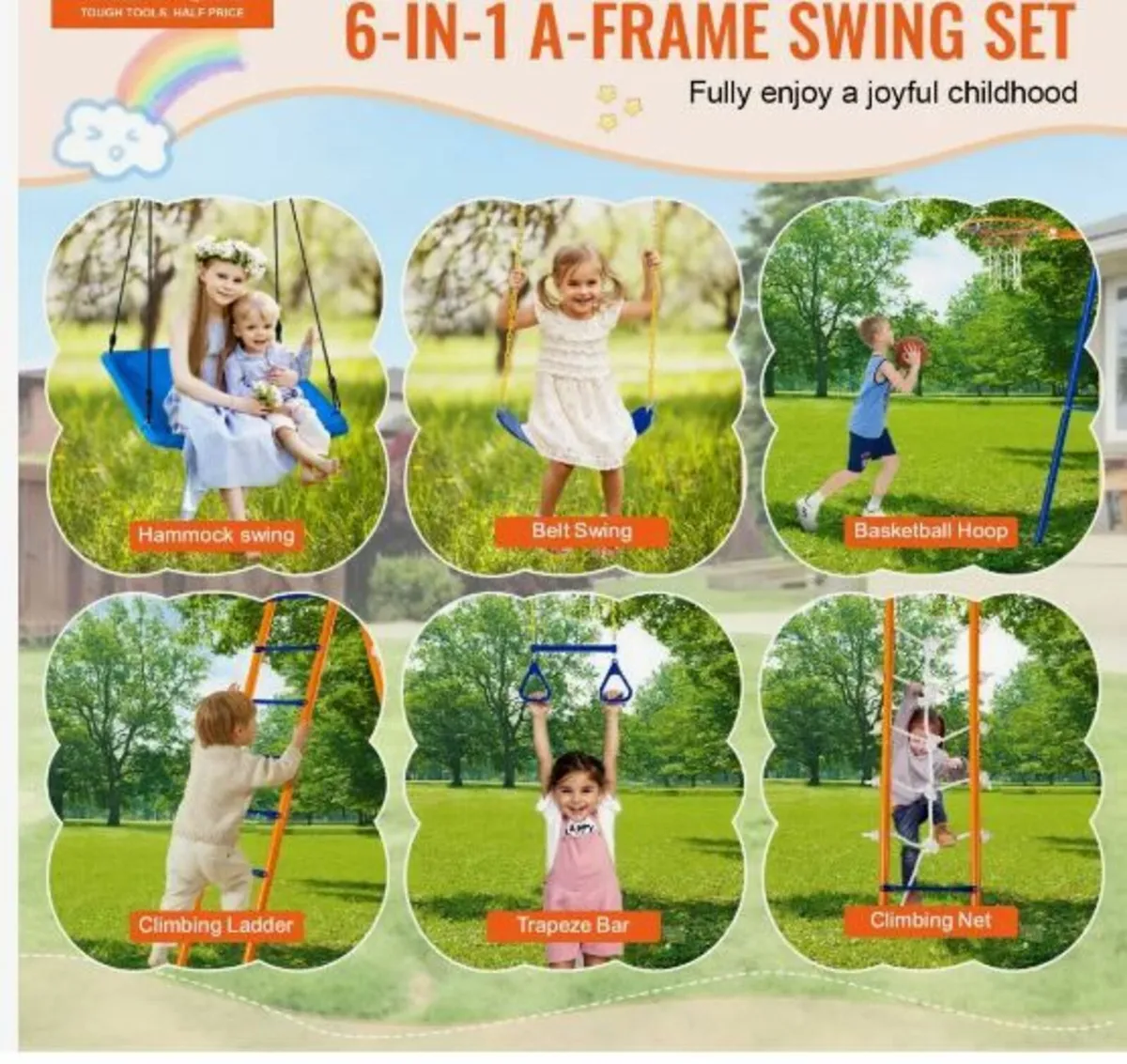 Swing Sets for Backyard, 6 in 1 Swing Set - Image 2