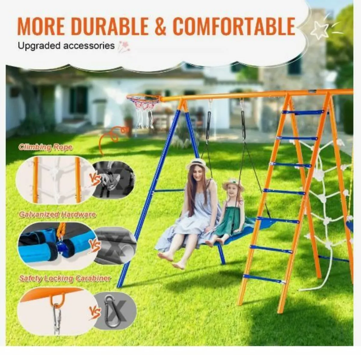 Swing Sets for Backyard, 6 in 1 Swing Set - Image 3