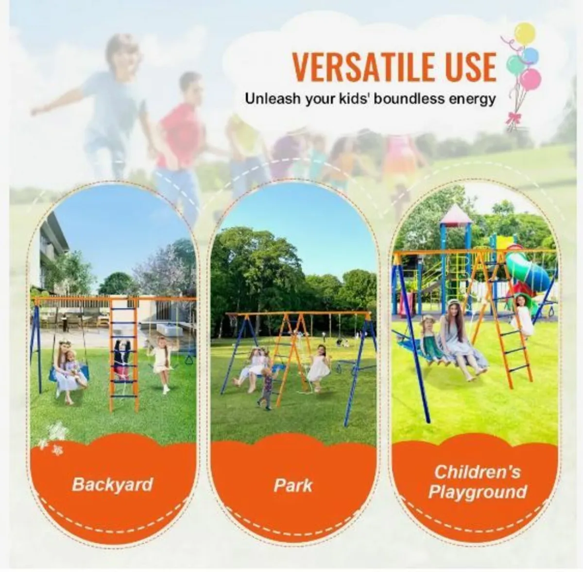 Swing Sets for Backyard, 6 in 1 Swing Set - Image 4