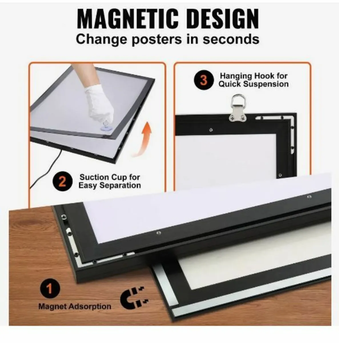 LED Poster Frame in Black, 16 x 24 Inch Picture - Image 4