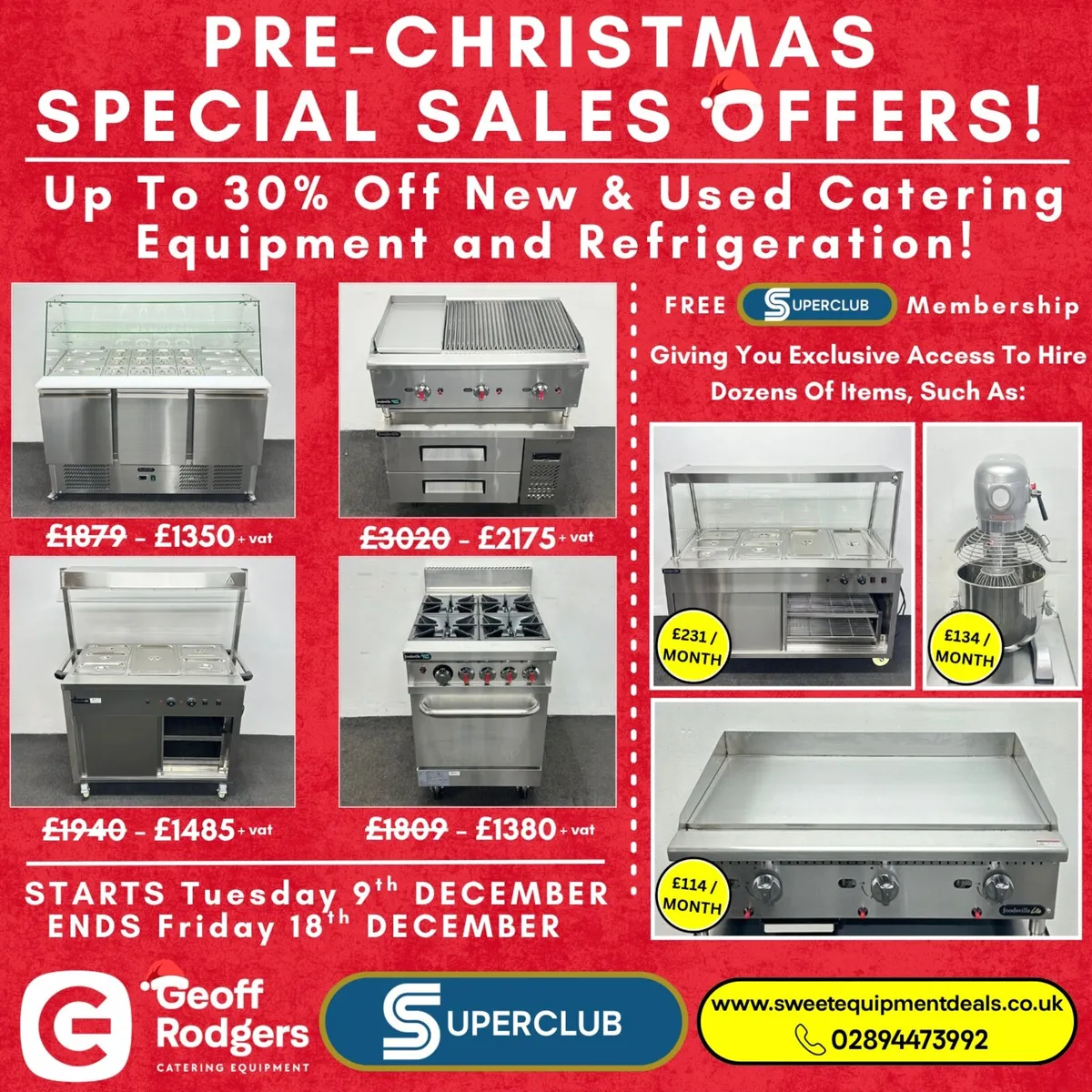 PRE-CHRISTMAS SPECIAL SALES OFFERS! Catering Equip - Image 1