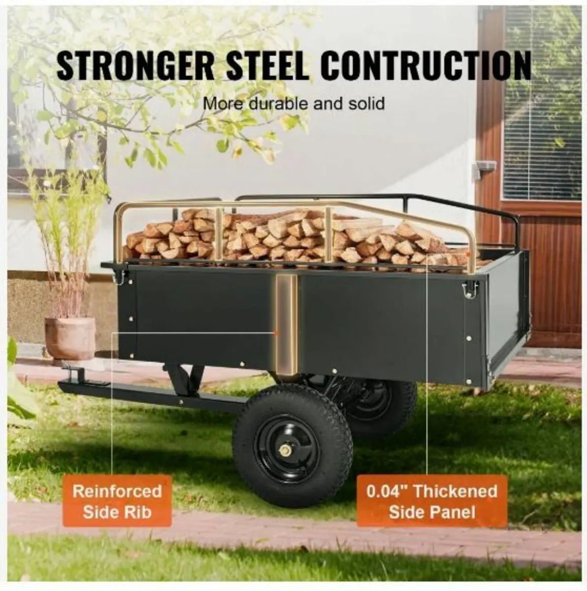 Heavy Duty ATV Trailer Steel Dump Cart - Image 3