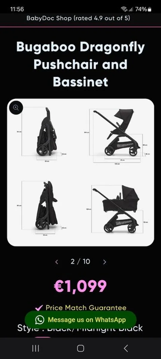 Bugaboo Dragonfly Pushchair and bassinet - Image 2