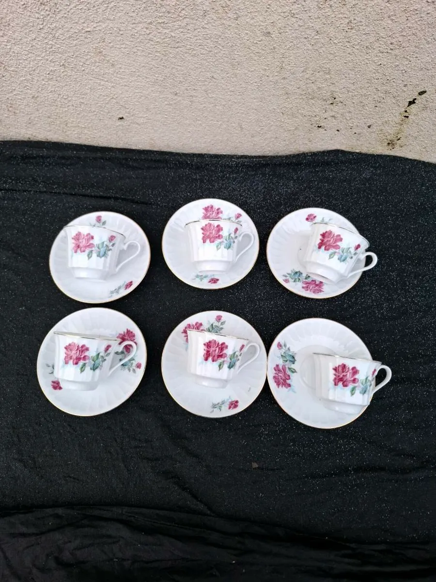 6 china espresso cups and saucers postage possible
