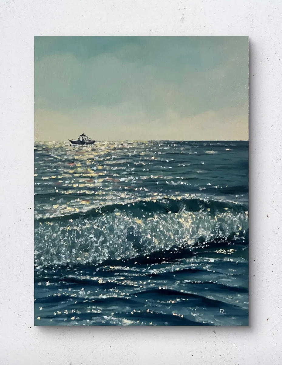 ORIGINAL OIL PAINTING on Canvas SEASCAPE Wall Art - Image 1