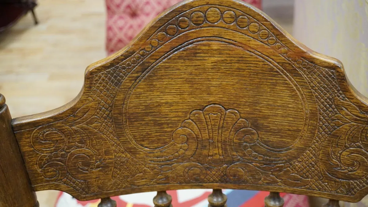 Heavy Solid Wood Carver Dining Chairs (Pair) - Image 4