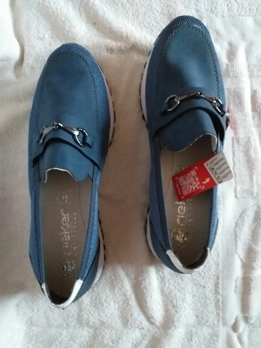 LADIES FLAT" BRAND NEW "RIEKER BLUE SHOES-SIZE 6 - Image 1